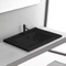 Black Ceramic Drop In Bathroom Sink, Rectangular